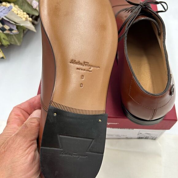 Men, Salvatore, Ferragamo, cap leather Oxford, size 8, made in Italy - Picture 10 of 12